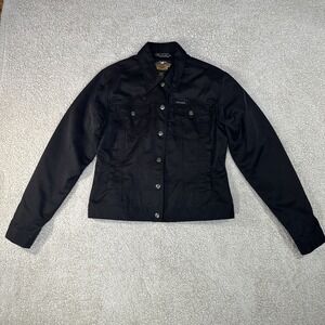 NWOT Harley Davidson Jacket Medium Women Black Nylon Jacket Embroidered Biker